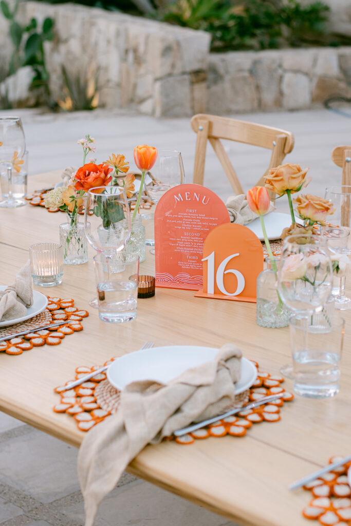 sunset verona tablescape cabo wedding